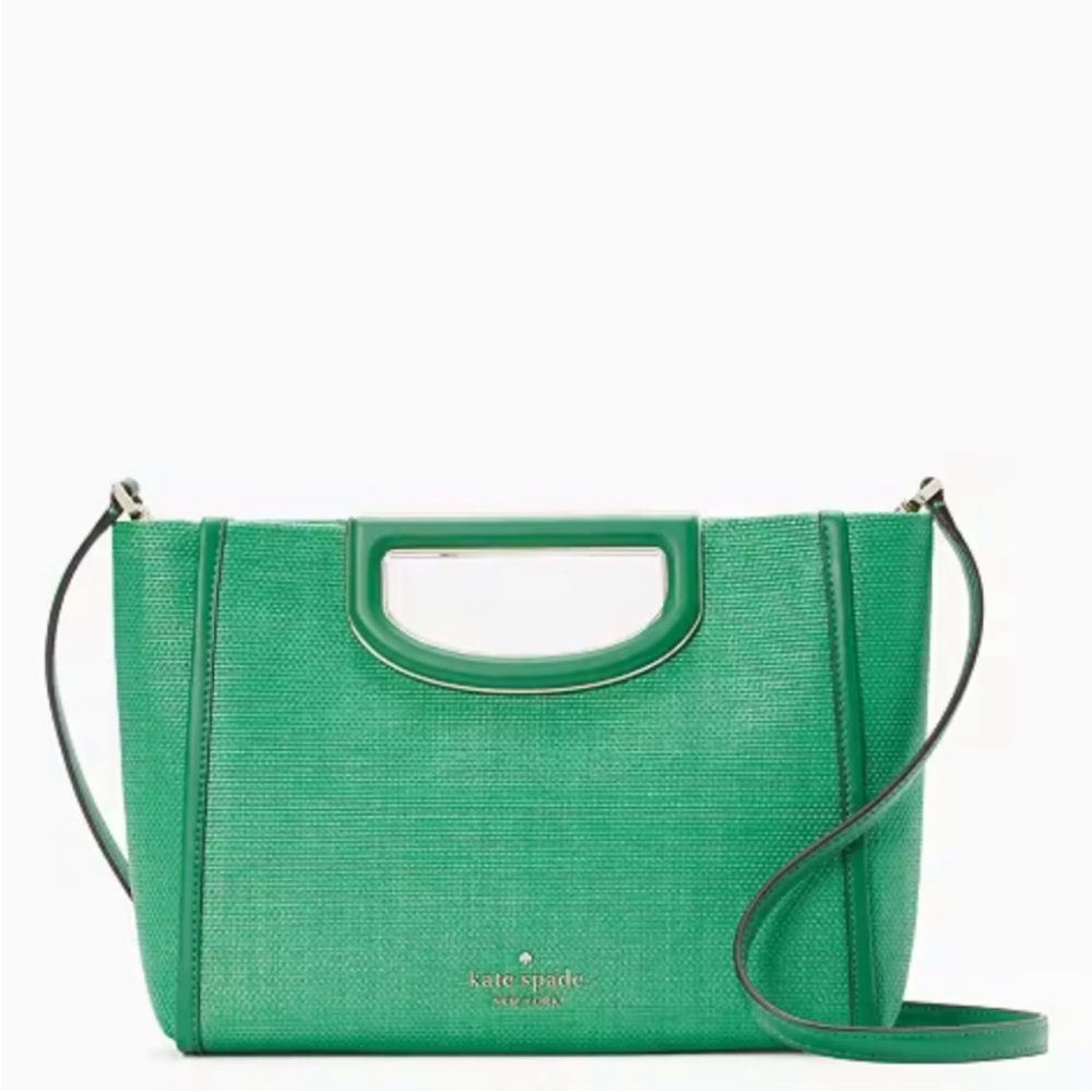 ♠️ Kate Spade Alexia Woven Crossbody Clutch Bag in Green Bean NWT